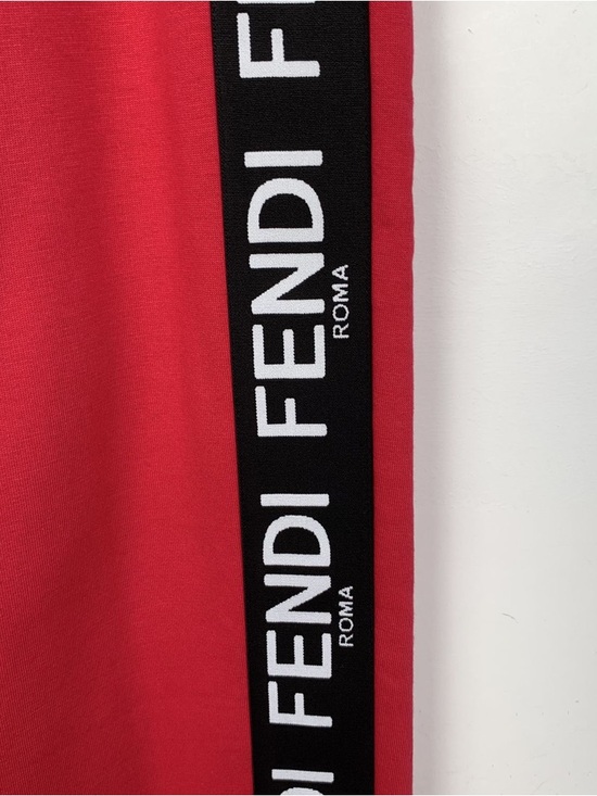 🌹Fendi Red Jogger Pants with Black Logo Tape, Size IT 42 or US 6 - Picture 2 of 12